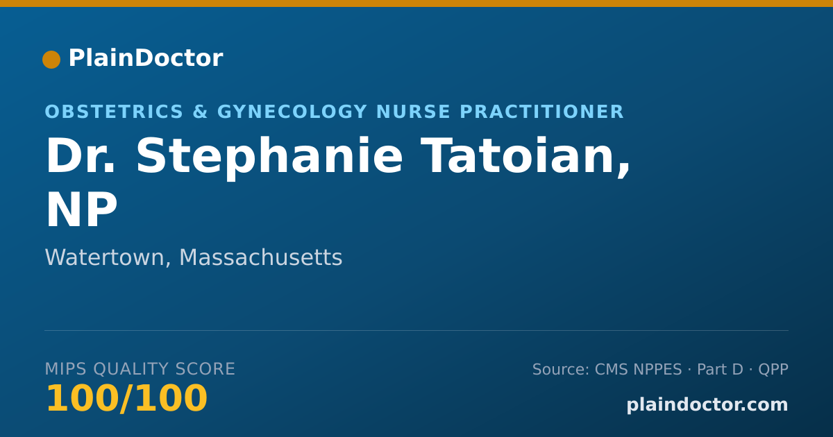 Shareable card for Stephanie Tatoian, NP - Obstetrics & Gynecology Nurse Practitioner, Watertown, MA