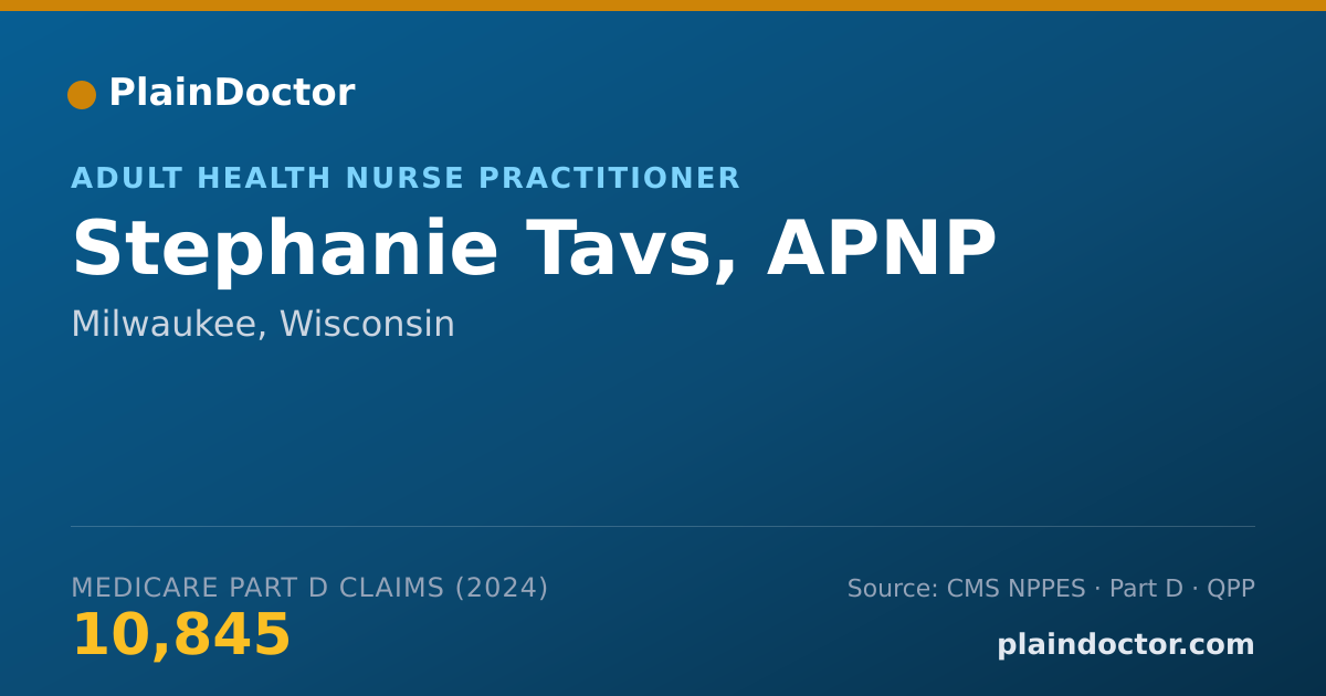 Shareable card for Stephanie Tavs, APNP - Adult Health Nurse Practitioner, Milwaukee, WI