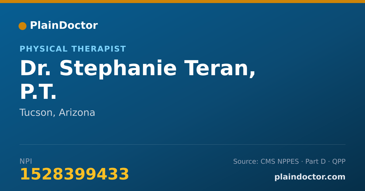 Shareable card for Stephanie Teran, P.T. - Physical Therapist, Tucson, AZ