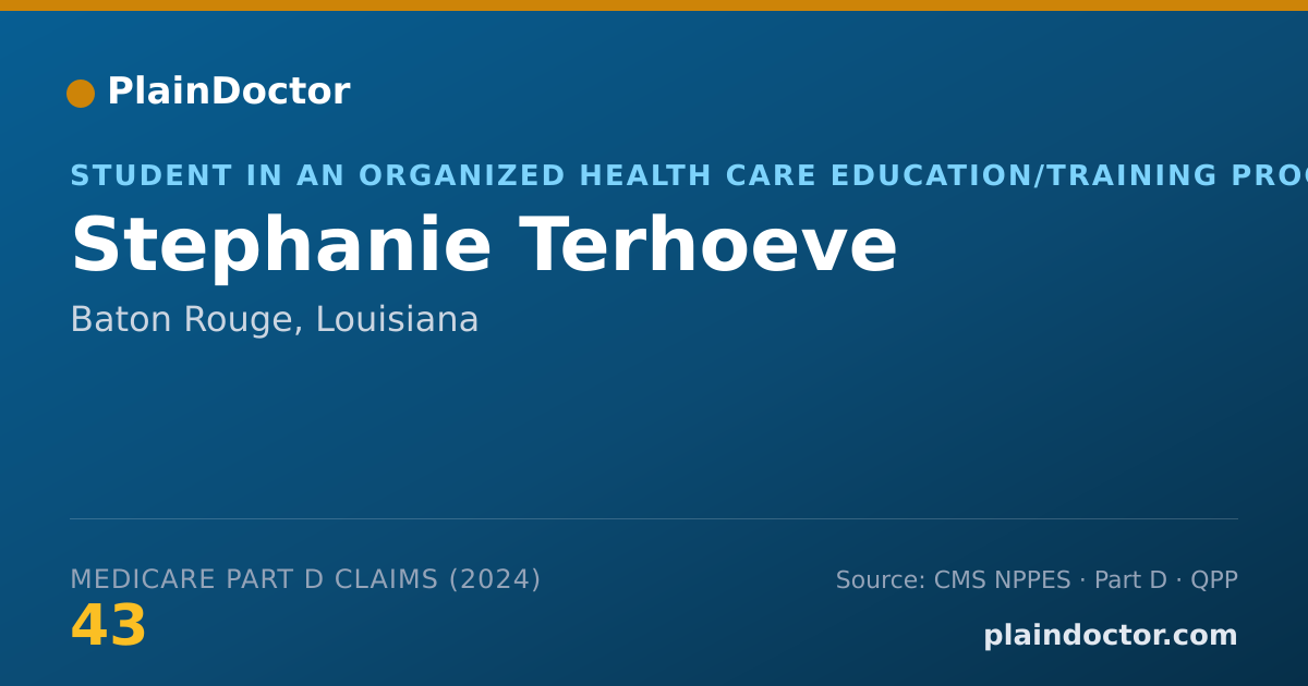 Shareable card for Stephanie Terhoeve - Student in an Organized Health Care Education/Training Program, Baton Rouge, LA