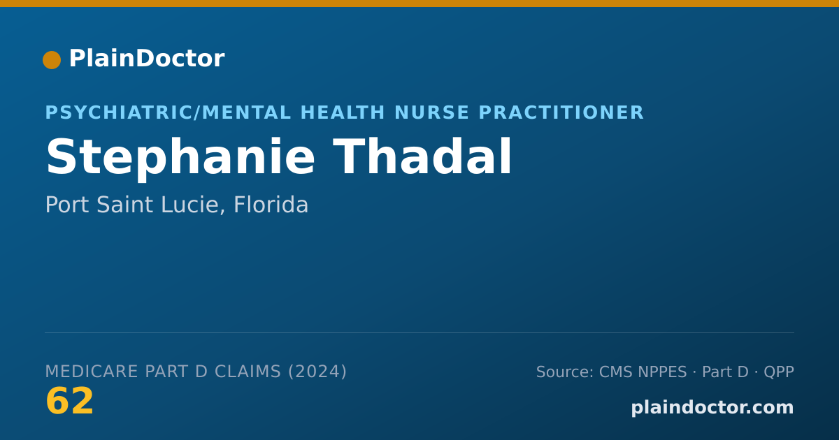 Shareable card for Stephanie Thadal - Psychiatric/Mental Health Nurse Practitioner, Port Saint Lucie, FL