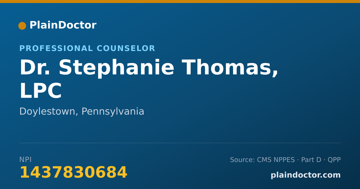 Shareable card for Stephanie Thomas, LPC - Professional Counselor, Doylestown, PA