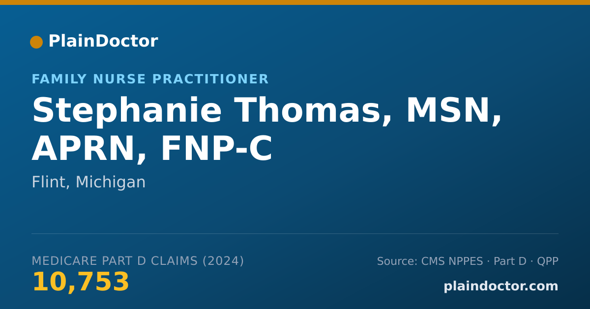 Shareable card for Stephanie Thomas, MSN, APRN, FNP-C - Family Nurse Practitioner, Flint, MI