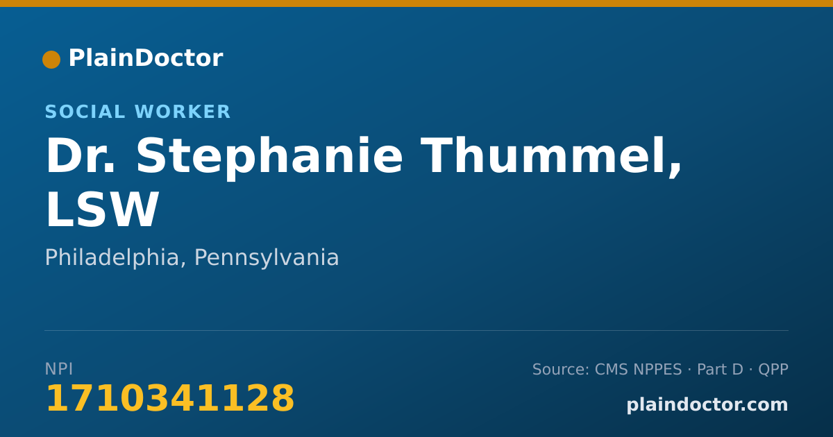 Shareable card for Stephanie Thummel, LSW - Social Worker, Philadelphia, PA