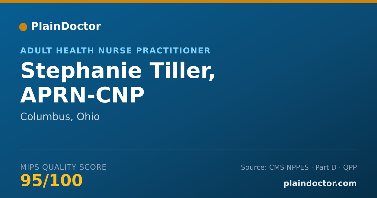 Shareable card for Stephanie Tiller, APRN-CNP - Adult Health Nurse Practitioner, Columbus, OH