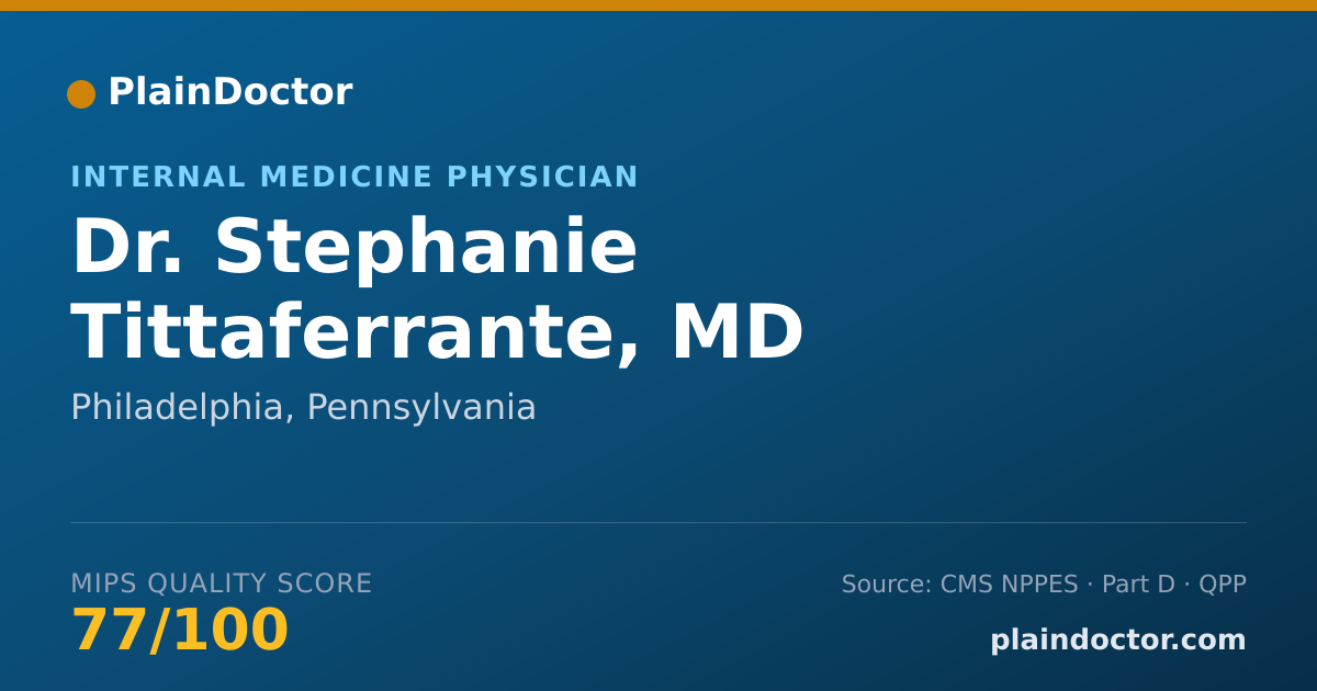 Shareable card for Stephanie Tittaferrante, MD - Internal Medicine Physician, Philadelphia, PA