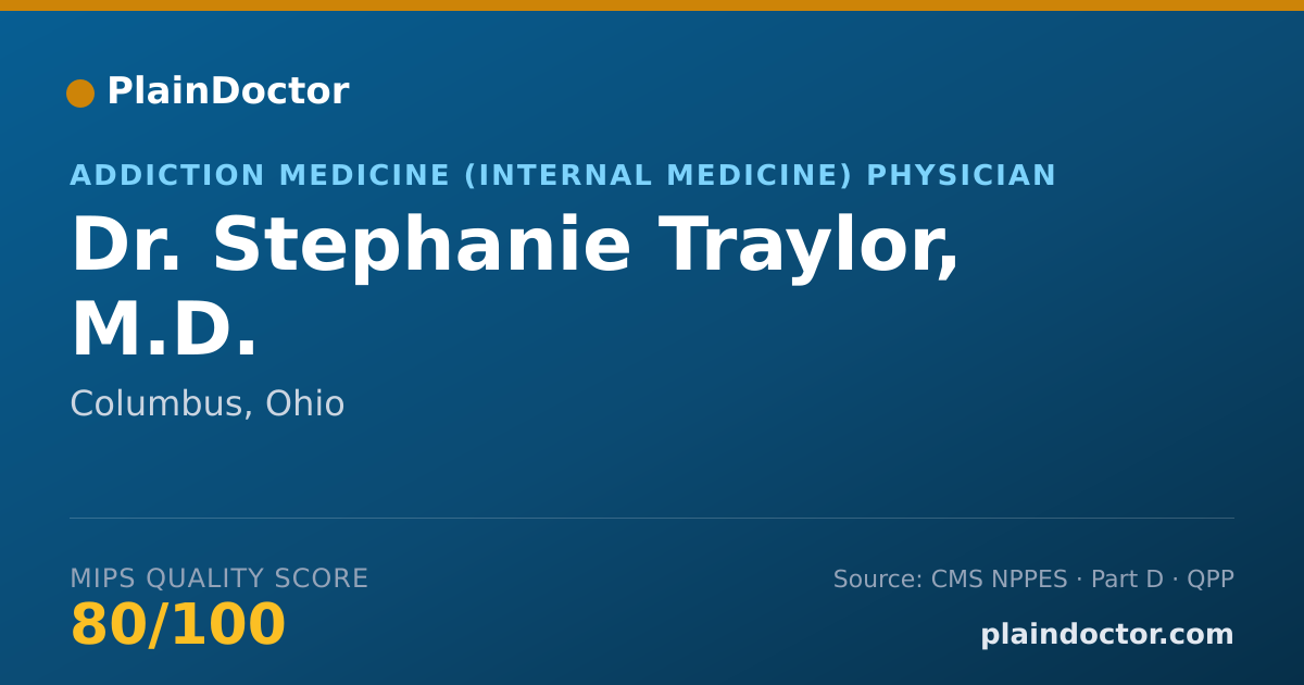 Shareable card for Stephanie Traylor, M.D. - Addiction Medicine (Internal Medicine) Physician, Columbus, OH