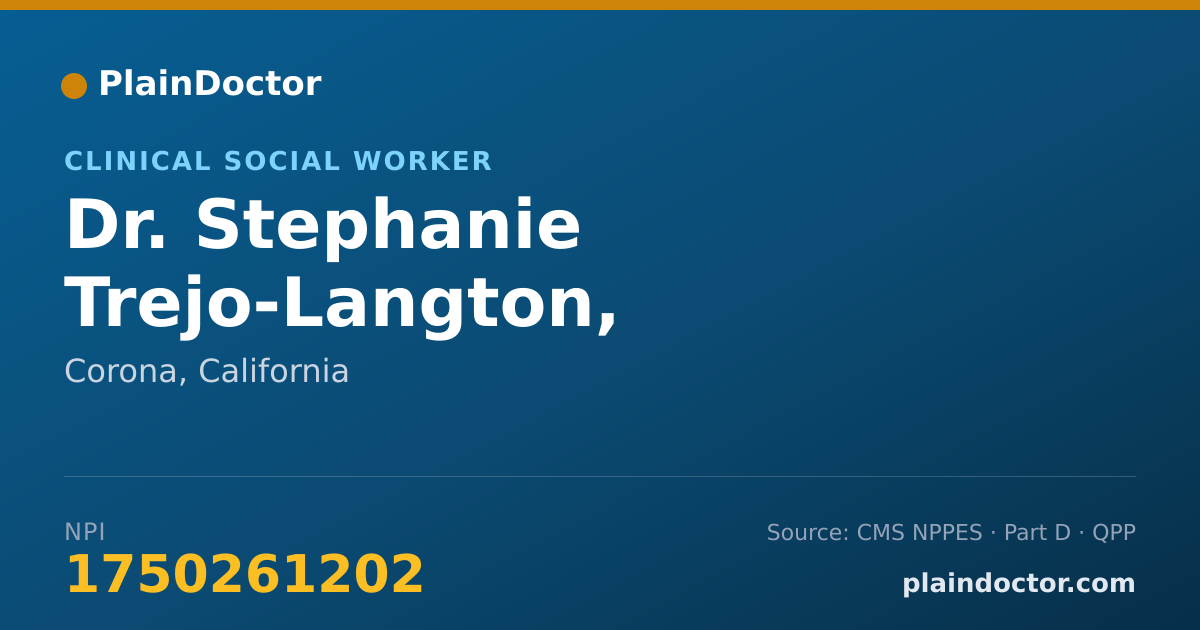 Shareable card for Stephanie Trejo-Langton, LCSW69609 - Clinical Social Worker, Corona, CA