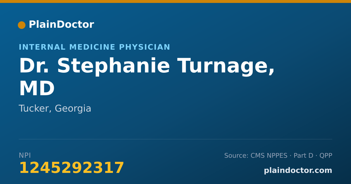 Shareable card for Stephanie Turnage, MD - Internal Medicine Physician, Tucker, GA