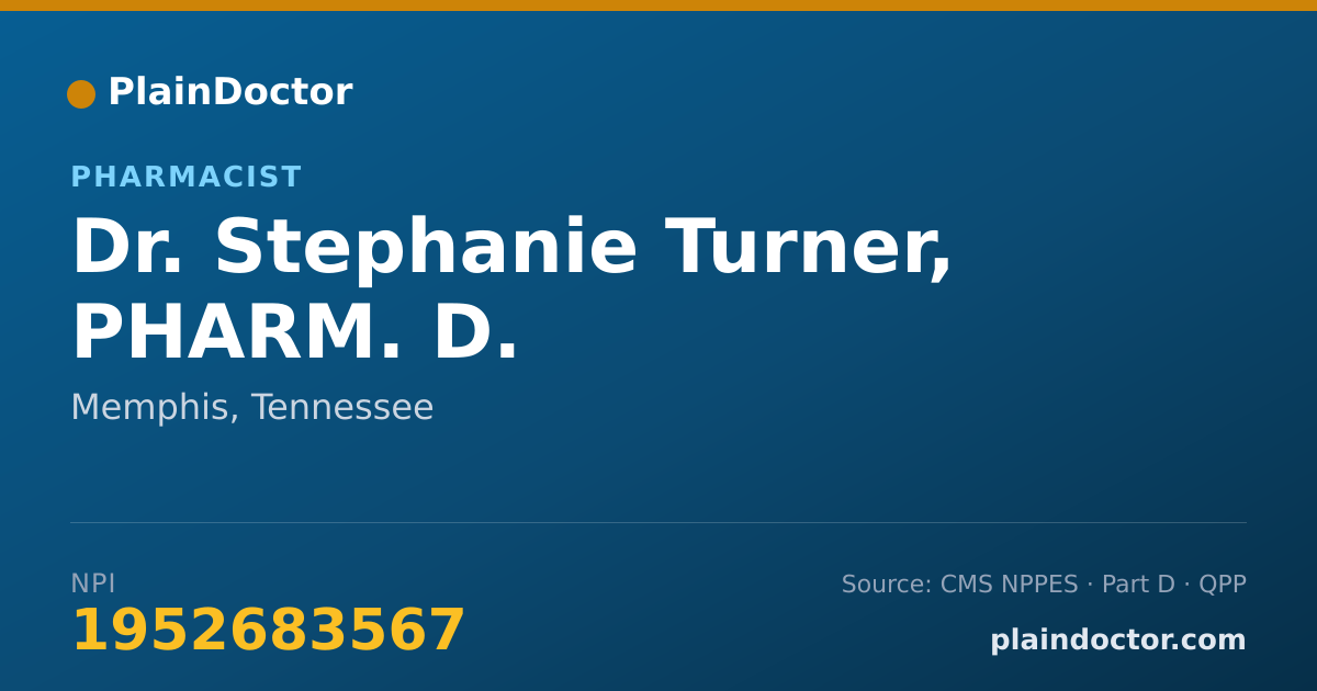 Shareable card for Stephanie Turner, PHARM. D. - Pharmacist, Memphis, TN
