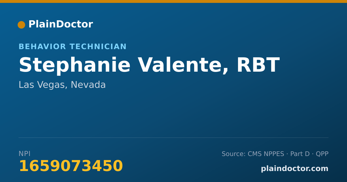Shareable card for Stephanie Valente, RBT - Behavior Technician, Las Vegas, NV