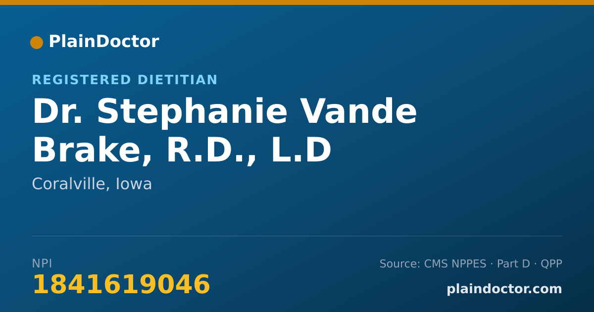 Shareable card for Stephanie Vande Brake, R.D., L.D - Registered Dietitian, Coralville, IA