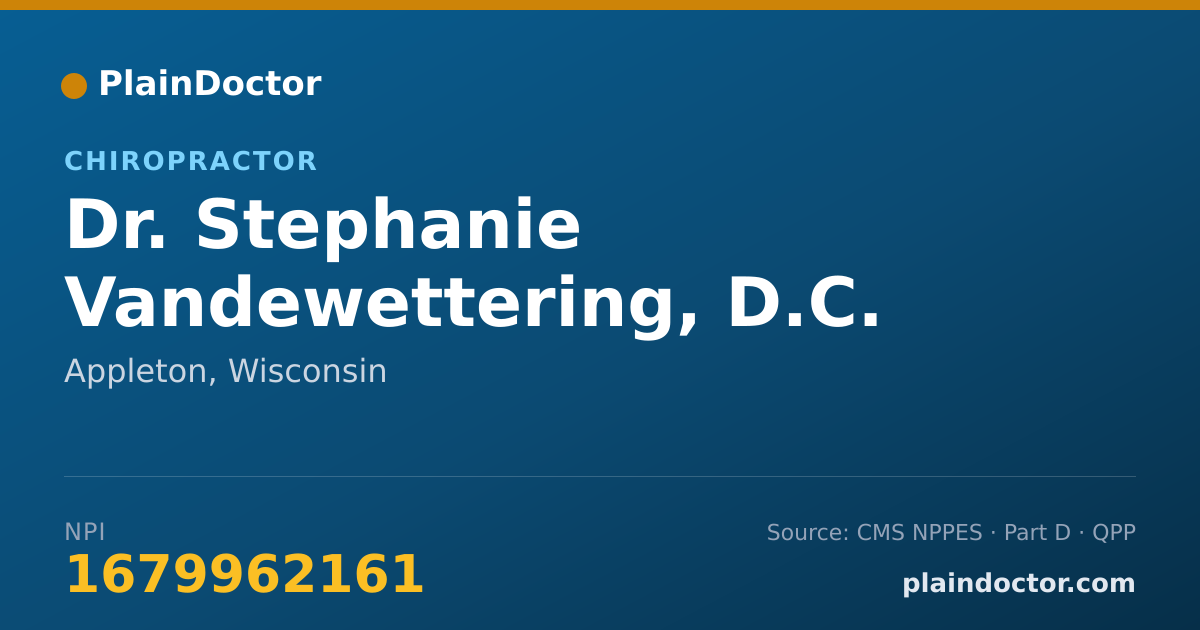 Shareable card for Stephanie Vandewettering, D.C. - Chiropractor, Appleton, WI