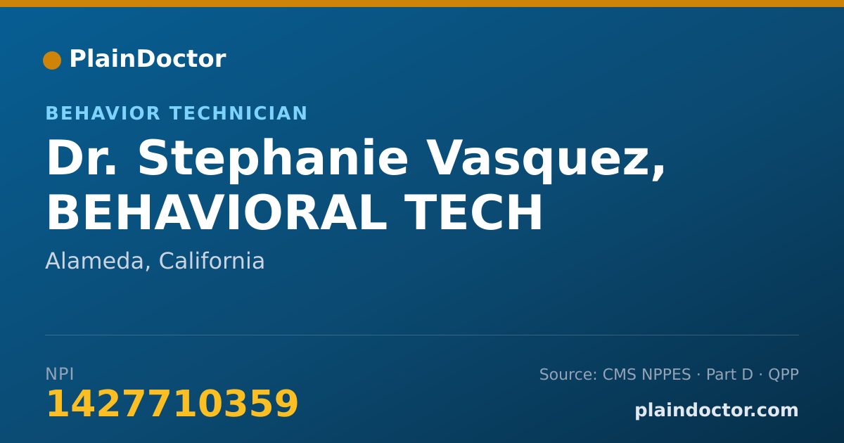 Shareable card for Stephanie Vasquez, BEHAVIORAL TECH - Behavior Technician, Alameda, CA