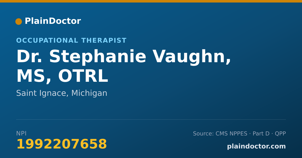 Shareable card for Stephanie Vaughn, MS, OTRL - Occupational Therapist, Saint Ignace, MI