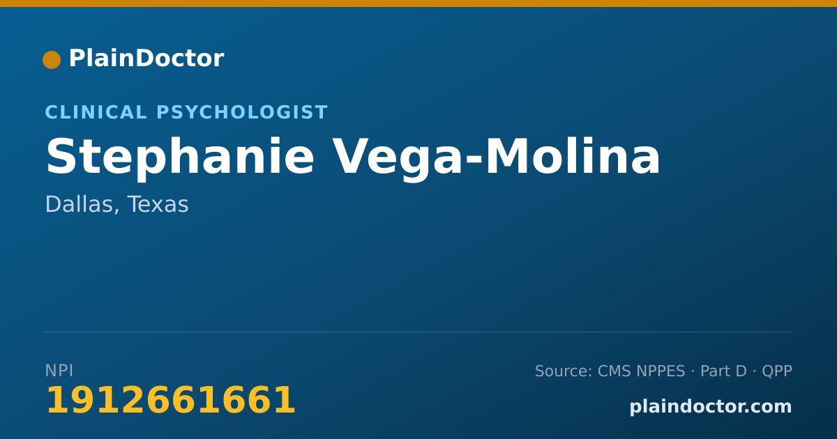Shareable card for Stephanie Vega-Molina - Clinical Psychologist, Dallas, TX