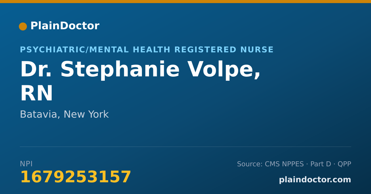 Shareable card for Stephanie Volpe, RN - Psychiatric/Mental Health Registered Nurse, Batavia, NY