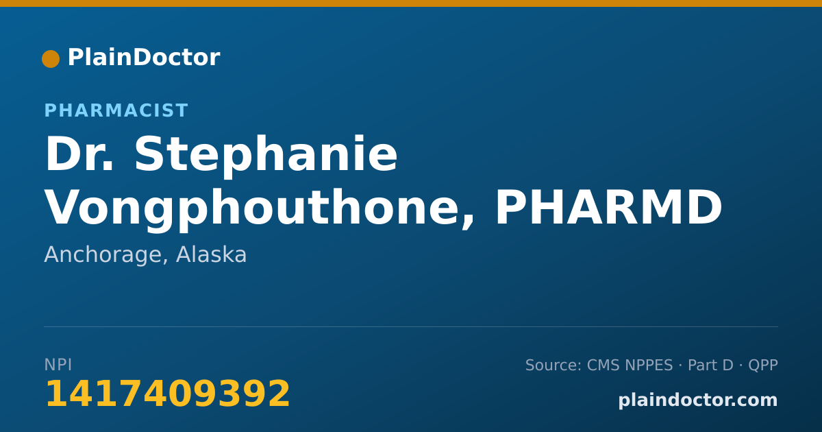 Shareable card for Stephanie Vongphouthone, PHARMD - Pharmacist, Anchorage, AK