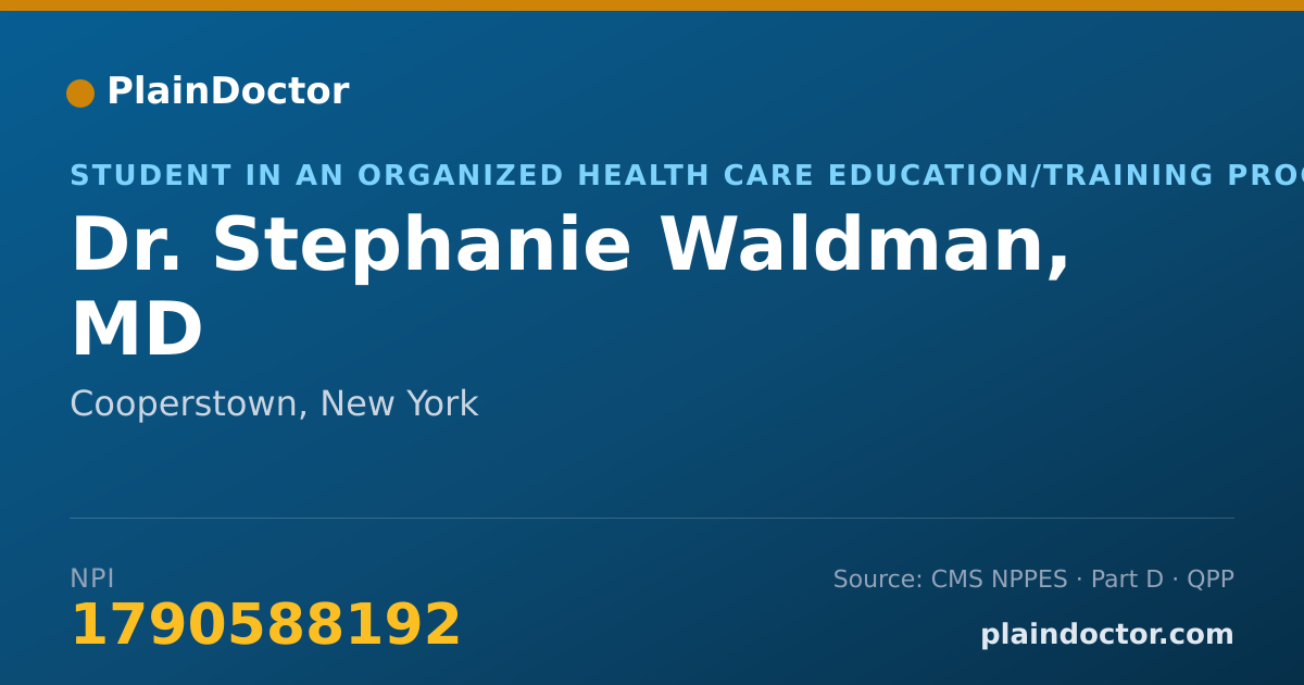Shareable card for Stephanie Waldman, MD - Student in an Organized Health Care Education/Training Program, Cooperstown, NY