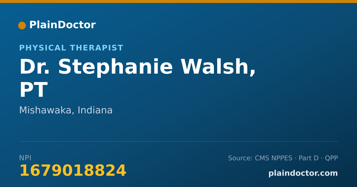 Shareable card for Stephanie Walsh, PT - Physical Therapist, Mishawaka, IN