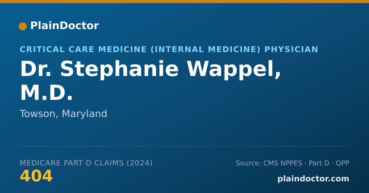 Shareable card for Stephanie Wappel, M.D. - Critical Care Medicine (Internal Medicine) Physician, Towson, MD