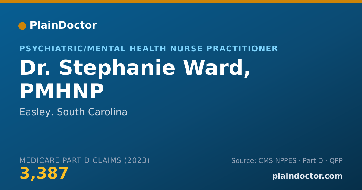 Shareable card for Stephanie Ward, PMHNP - Psychiatric/Mental Health Nurse Practitioner, Easley, SC