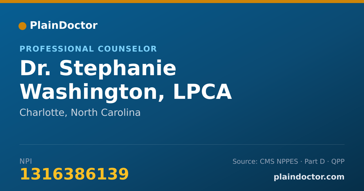 Shareable card for Stephanie Washington, LPCA - Professional Counselor, Charlotte, NC
