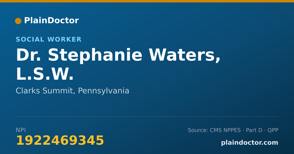 Shareable card for Stephanie Waters, L.S.W. - Social Worker, Clarks Summit, PA