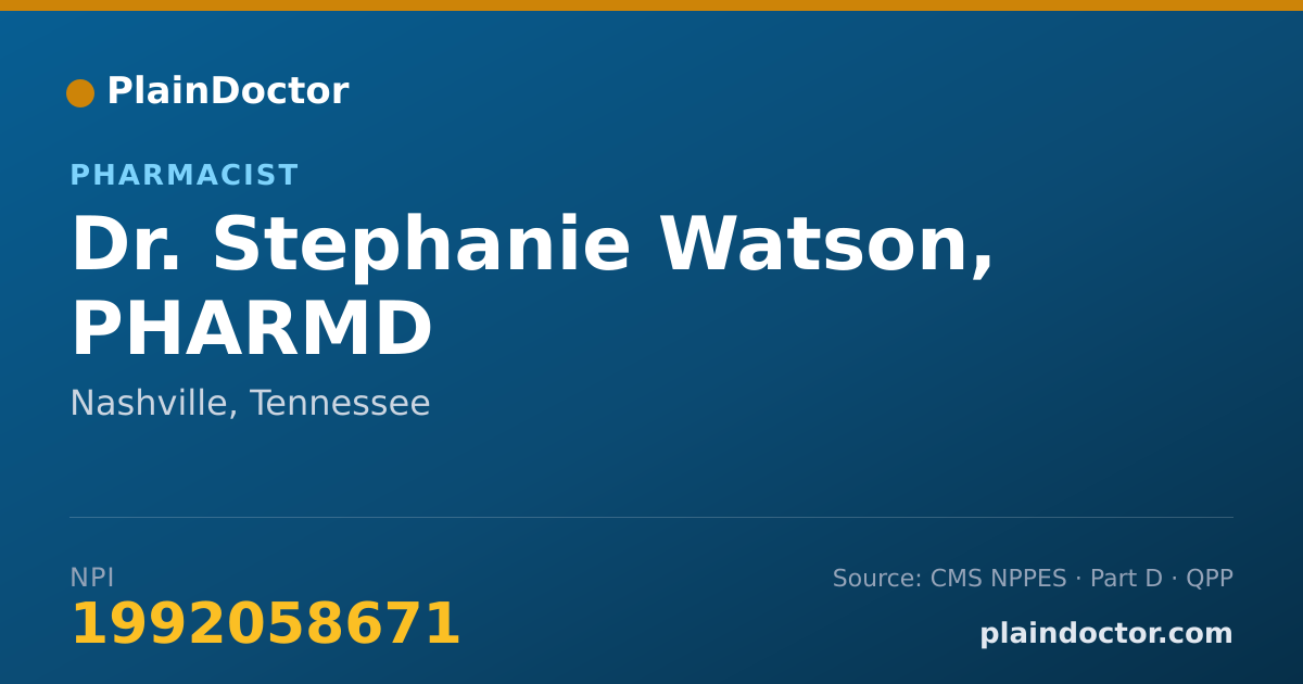 Shareable card for Stephanie Watson, PHARMD - Pharmacist, Nashville, TN