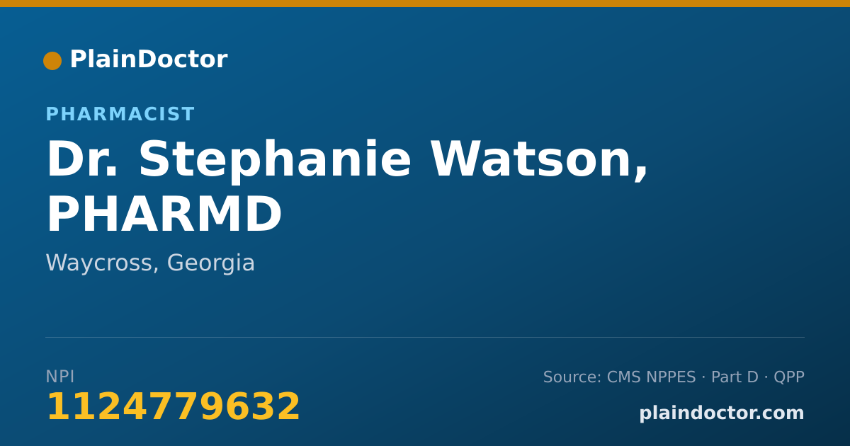Shareable card for Stephanie Watson, PHARMD - Pharmacist, Waycross, GA