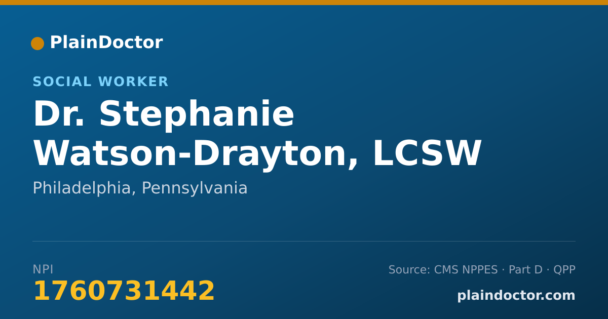 Shareable card for Stephanie Watson-Drayton, LCSW - Social Worker, Philadelphia, PA