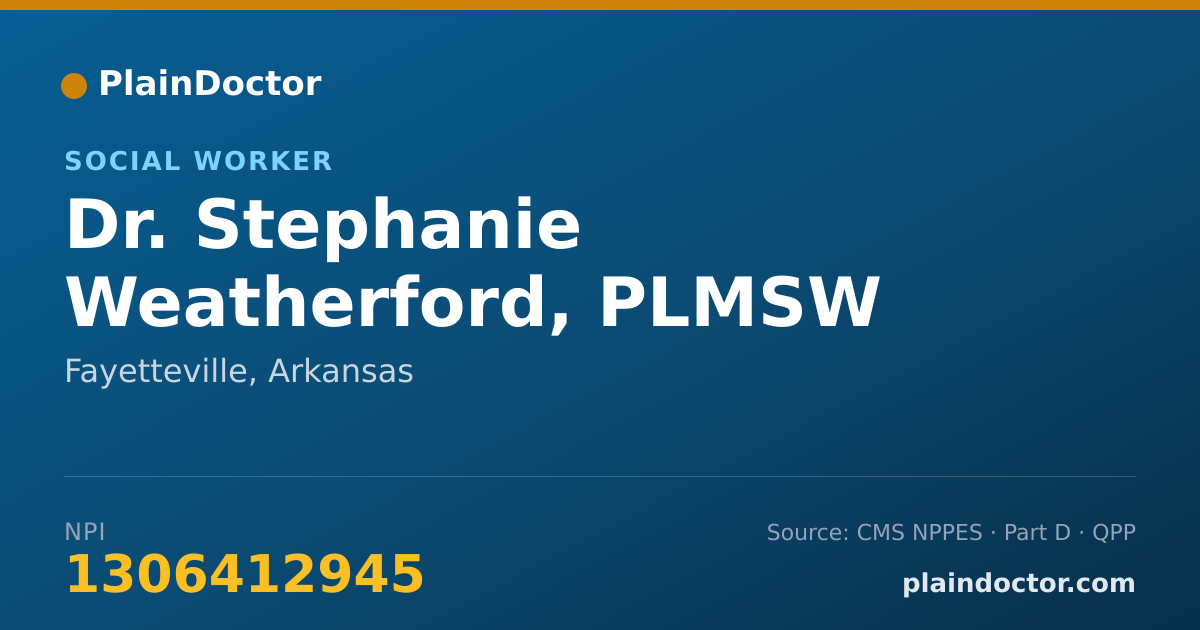 Shareable card for Stephanie Weatherford, PLMSW - Social Worker, Fayetteville, AR