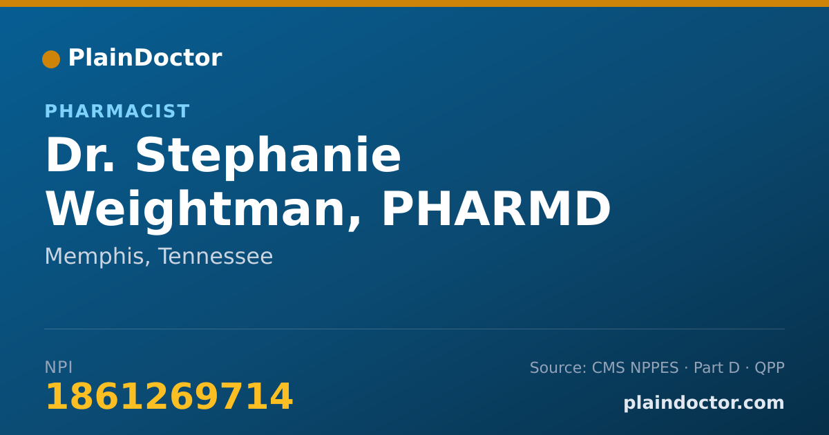 Shareable card for Stephanie Weightman, PHARMD - Pharmacist, Memphis, TN
