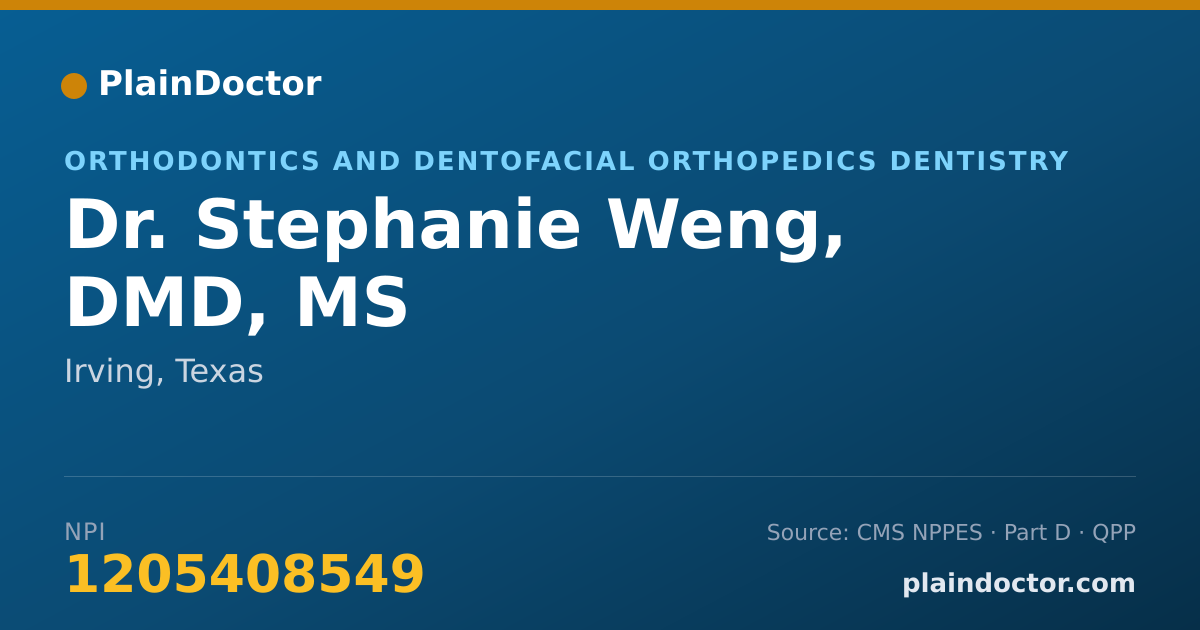 Shareable card for Stephanie Weng, DMD, MS - Orthodontics and Dentofacial Orthopedics Dentistry, Irving, TX