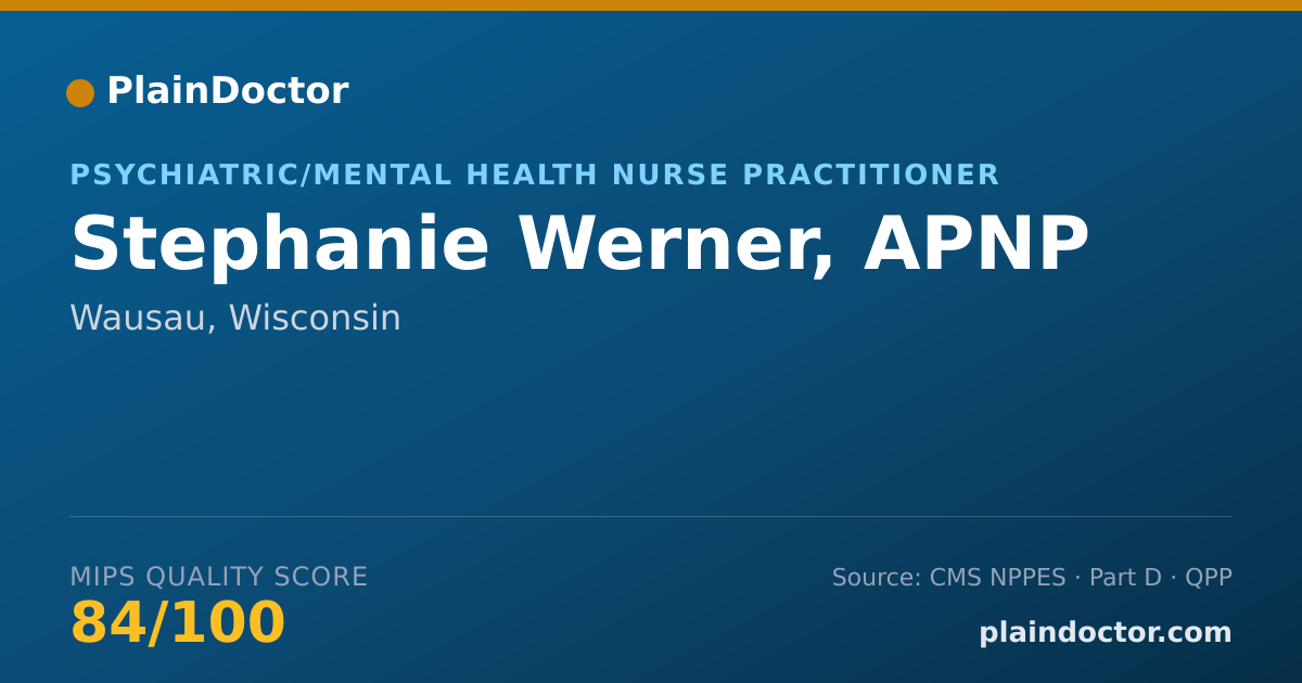 Shareable card for Stephanie Werner, APNP - Psychiatric/Mental Health Nurse Practitioner, Wausau, WI