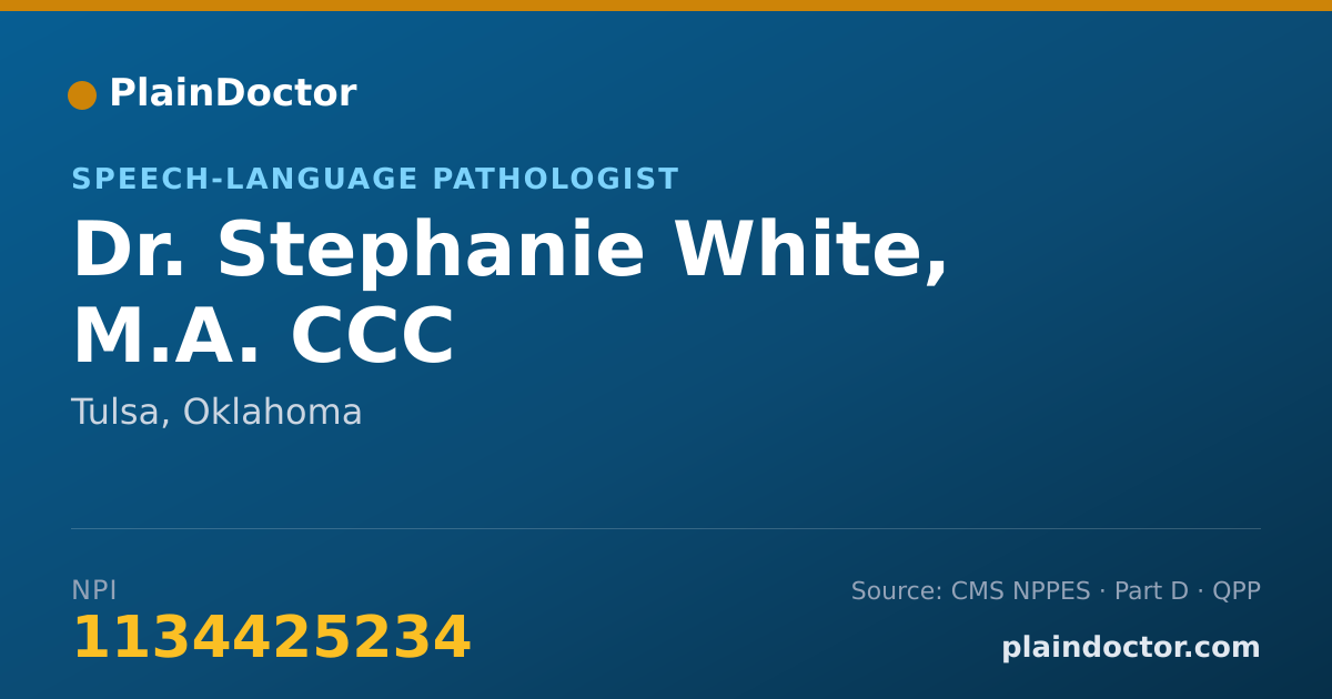 Shareable card for Stephanie White, M.A. CCC - Speech-Language Pathologist, Tulsa, OK