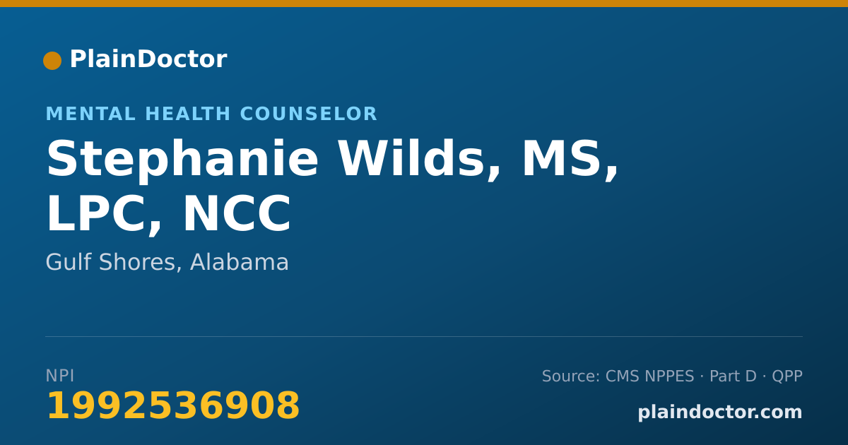 Shareable card for Stephanie Wilds, MS, LPC, NCC - Mental Health Counselor, Gulf Shores, AL