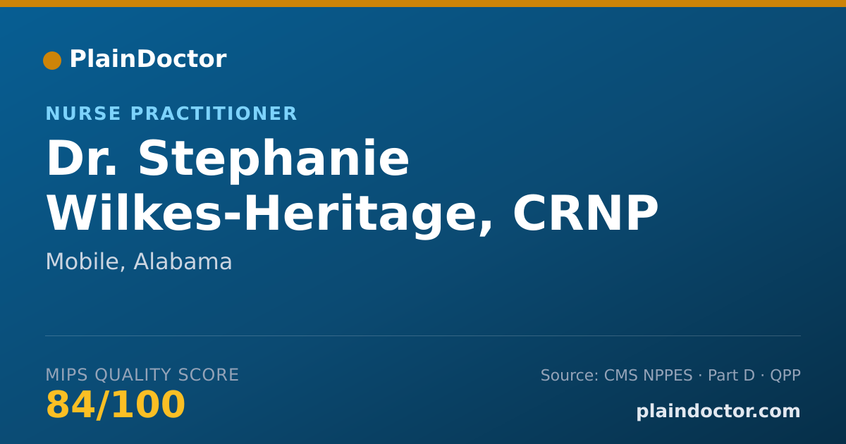Shareable card for Stephanie Wilkes-Heritage, CRNP - Nurse Practitioner, Mobile, AL