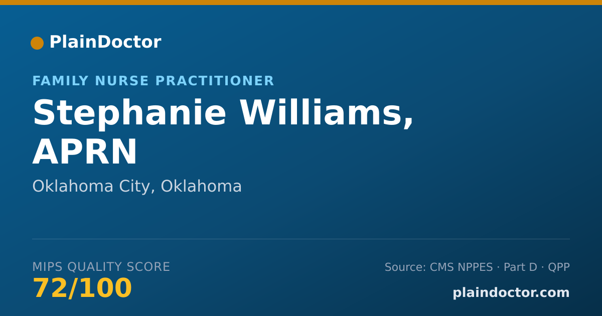 Shareable card for Stephanie Williams, APRN - Family Nurse Practitioner, Oklahoma City, OK