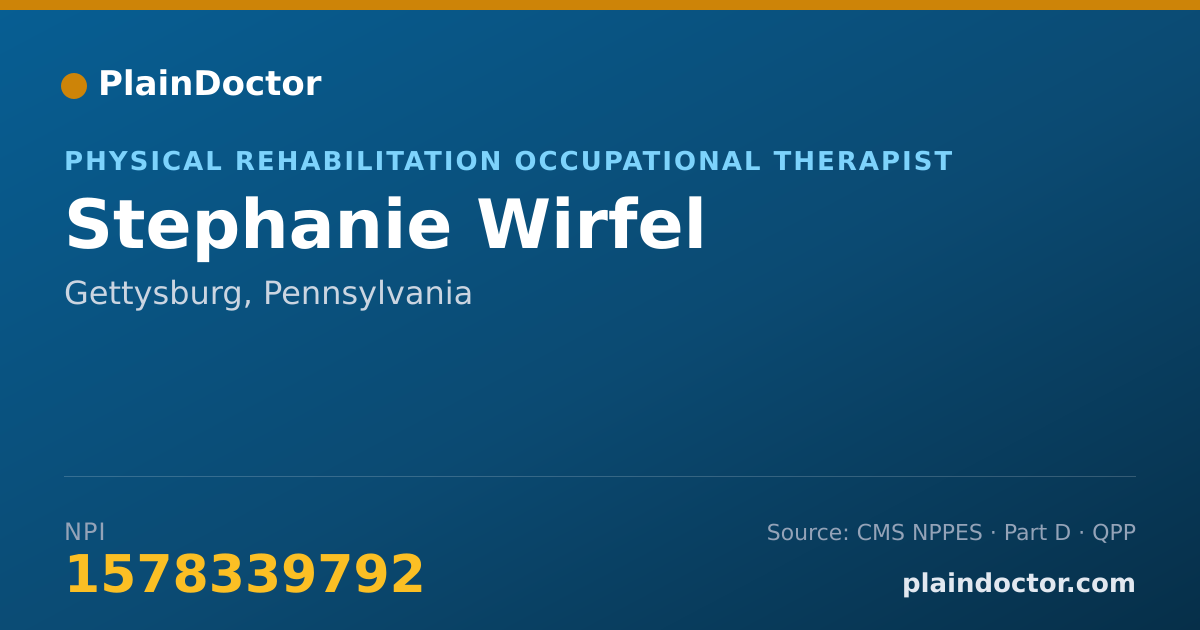Shareable card for Stephanie Wirfel - Physical Rehabilitation Occupational Therapist, Gettysburg, PA