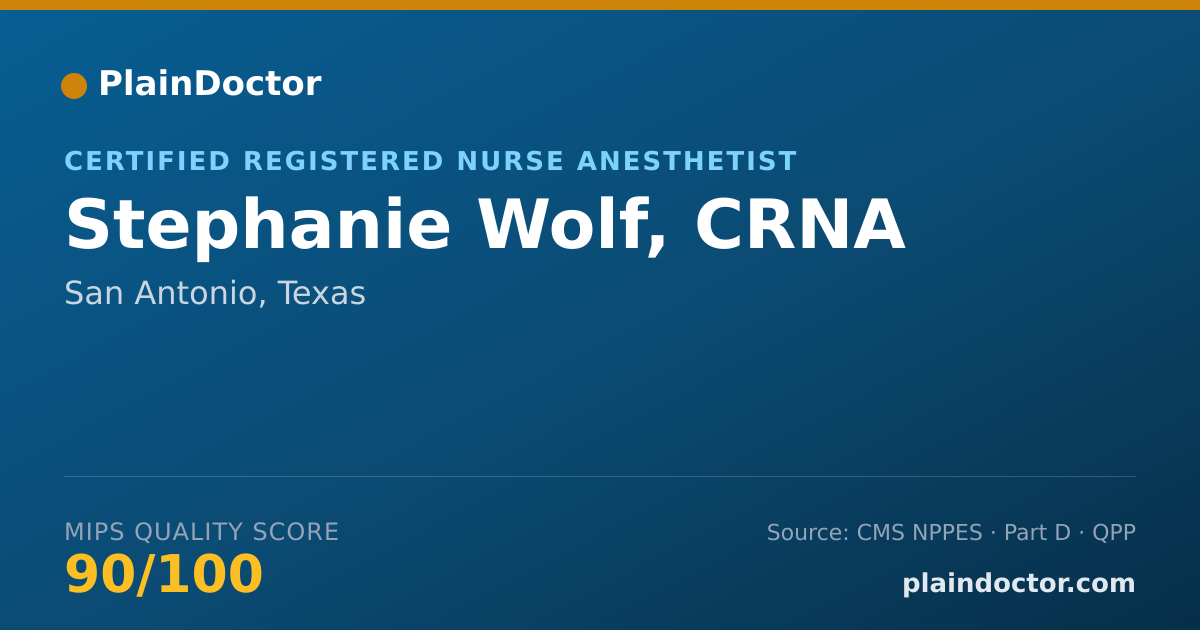 Shareable card for Stephanie Wolf, CRNA - Certified Registered Nurse Anesthetist, San Antonio, TX