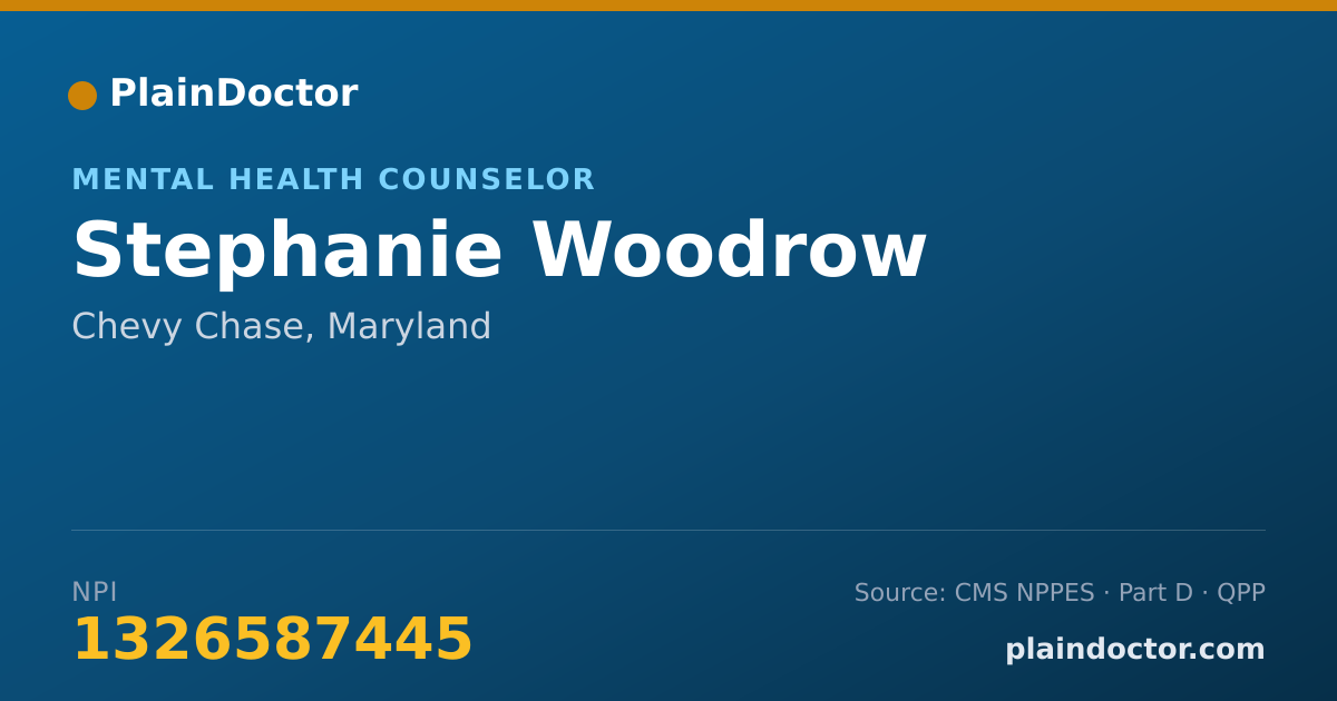 Shareable card for Stephanie Woodrow - Mental Health Counselor, Chevy Chase, MD