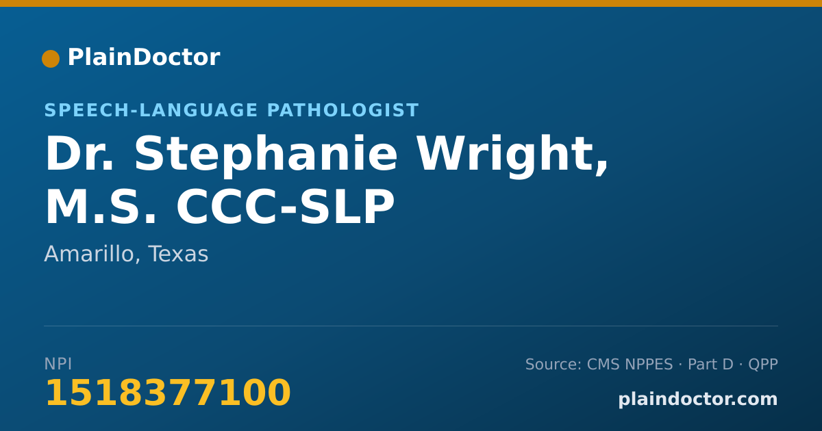 Shareable card for Stephanie Wright, M.S. CCC-SLP - Speech-Language Pathologist, Amarillo, TX