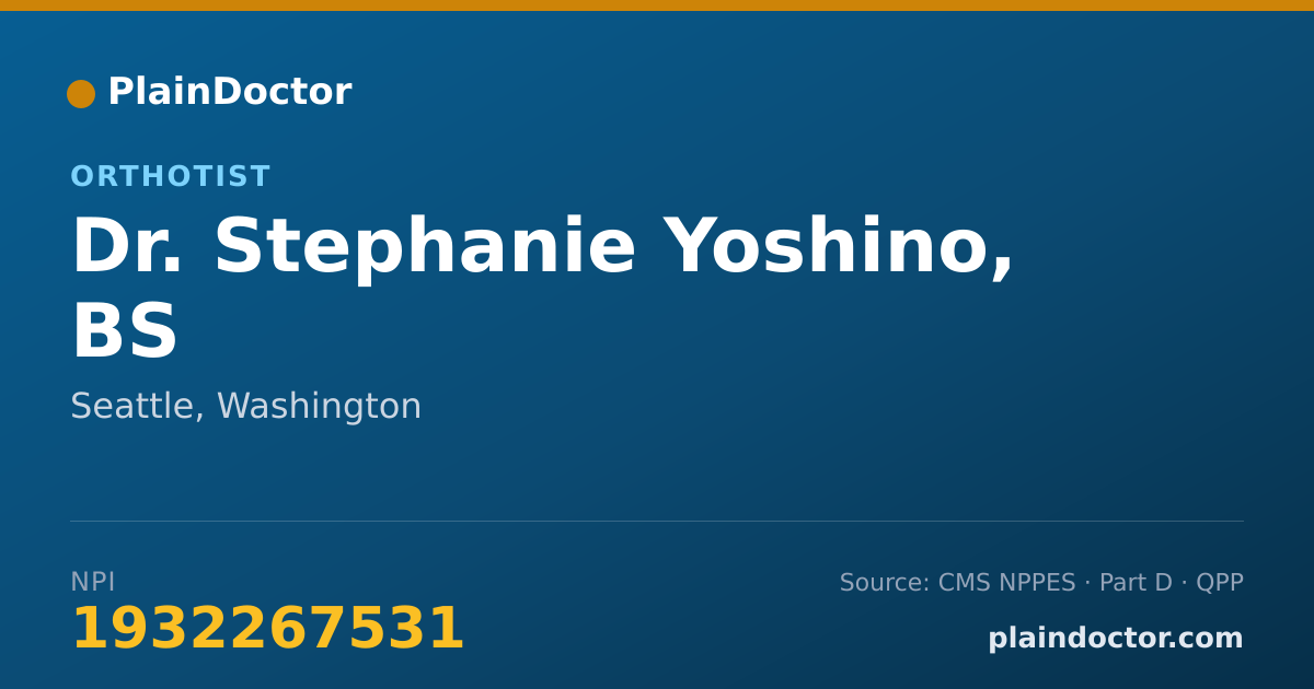 Shareable card for Stephanie Yoshino, BS - Orthotist, Seattle, WA