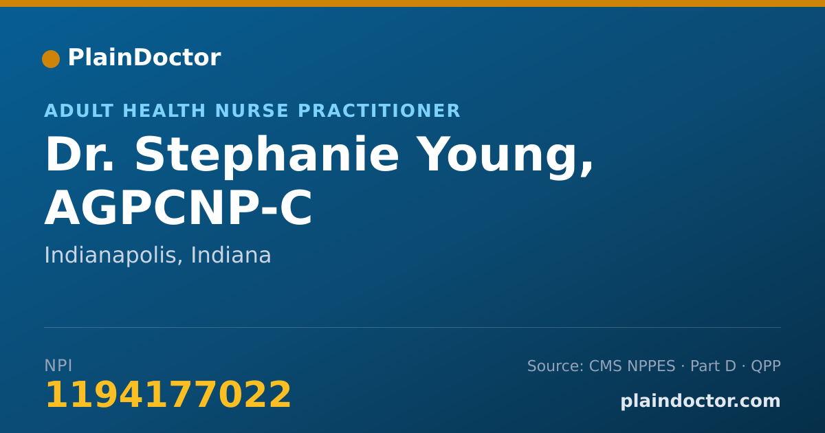 Shareable card for Stephanie Young, AGPCNP-C - Adult Health Nurse Practitioner, Indianapolis, IN