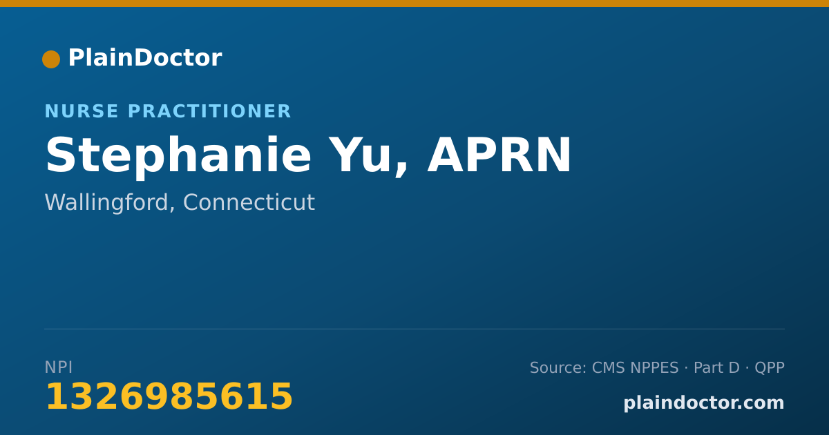 Shareable card for Stephanie Yu, APRN - Nurse Practitioner, Wallingford, CT