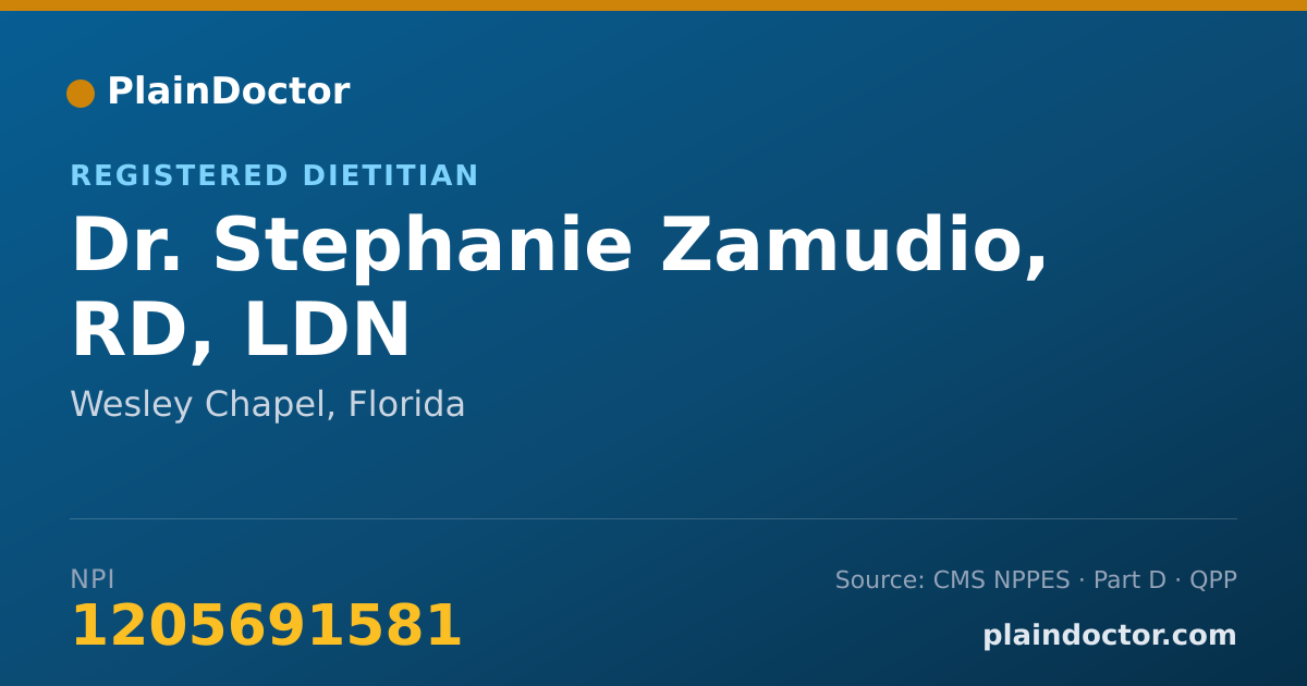 Shareable card for Stephanie Zamudio, RD, LDN - Registered Dietitian, Wesley Chapel, FL