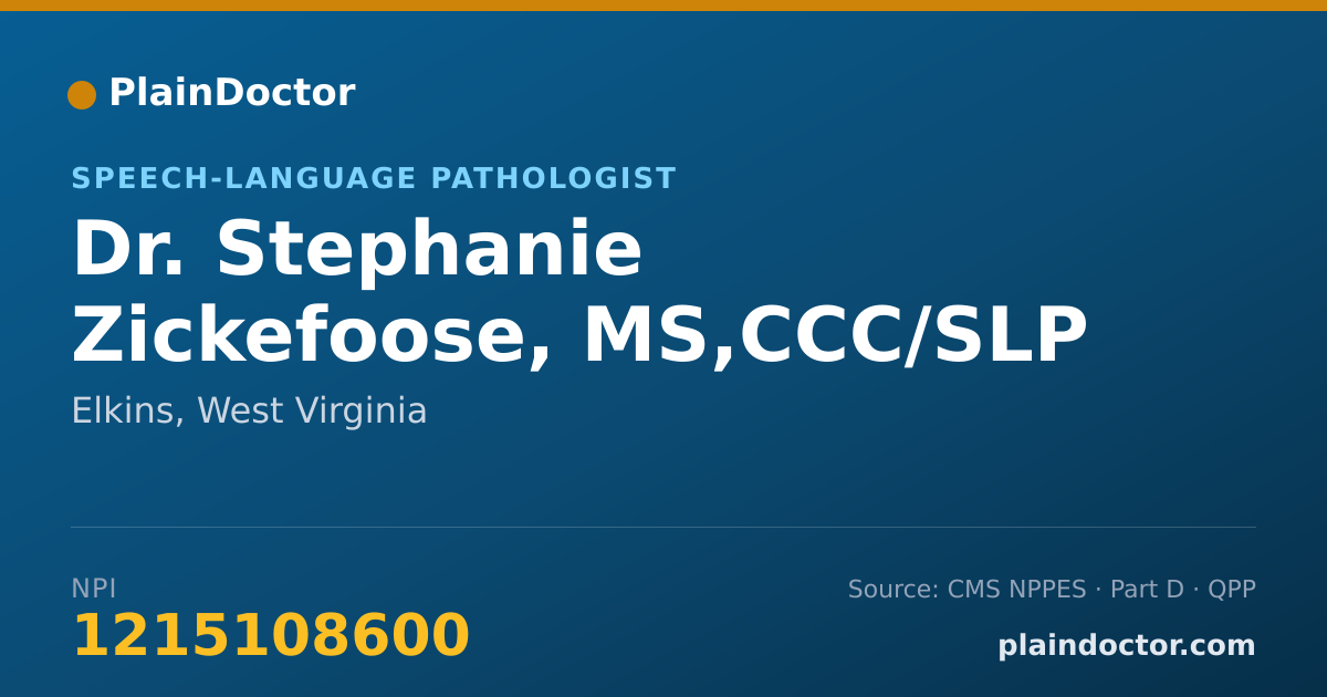 Shareable card for Stephanie Zickefoose, MS,CCC/SLP - Speech-Language Pathologist, Elkins, WV
