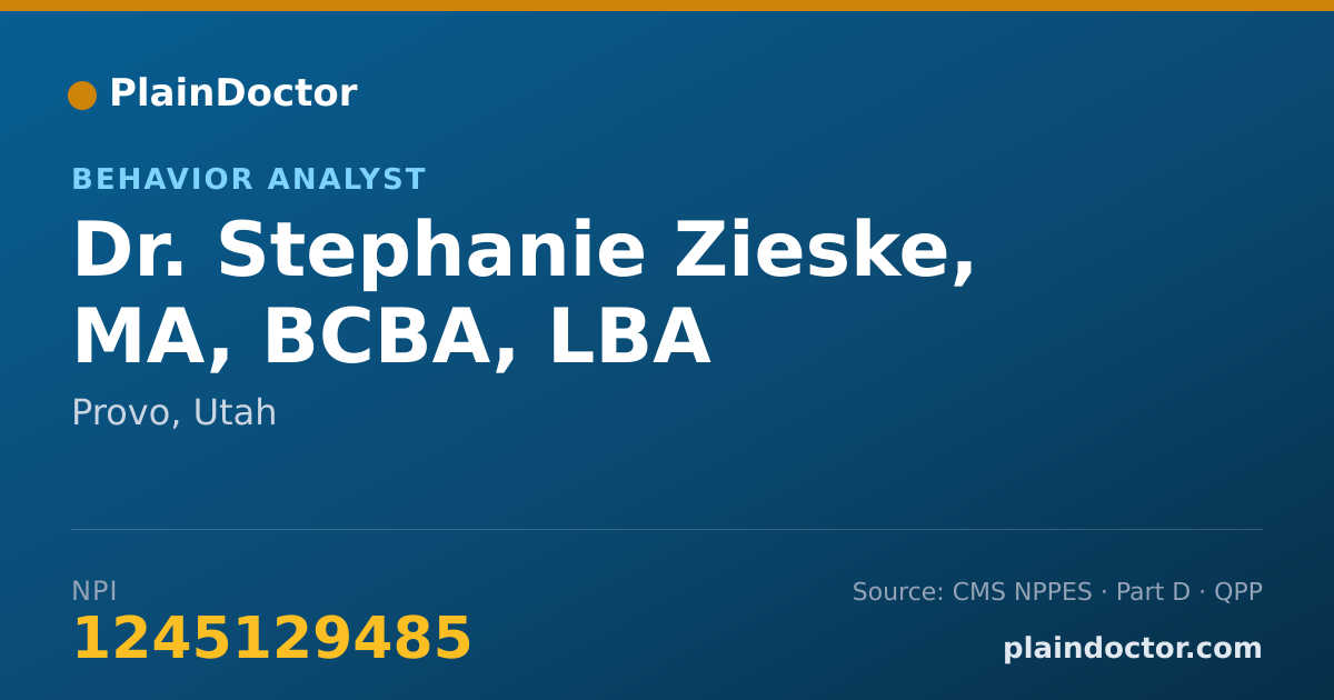 Shareable card for Stephanie Zieske, MA, BCBA, LBA - Behavior Analyst, Provo, UT
