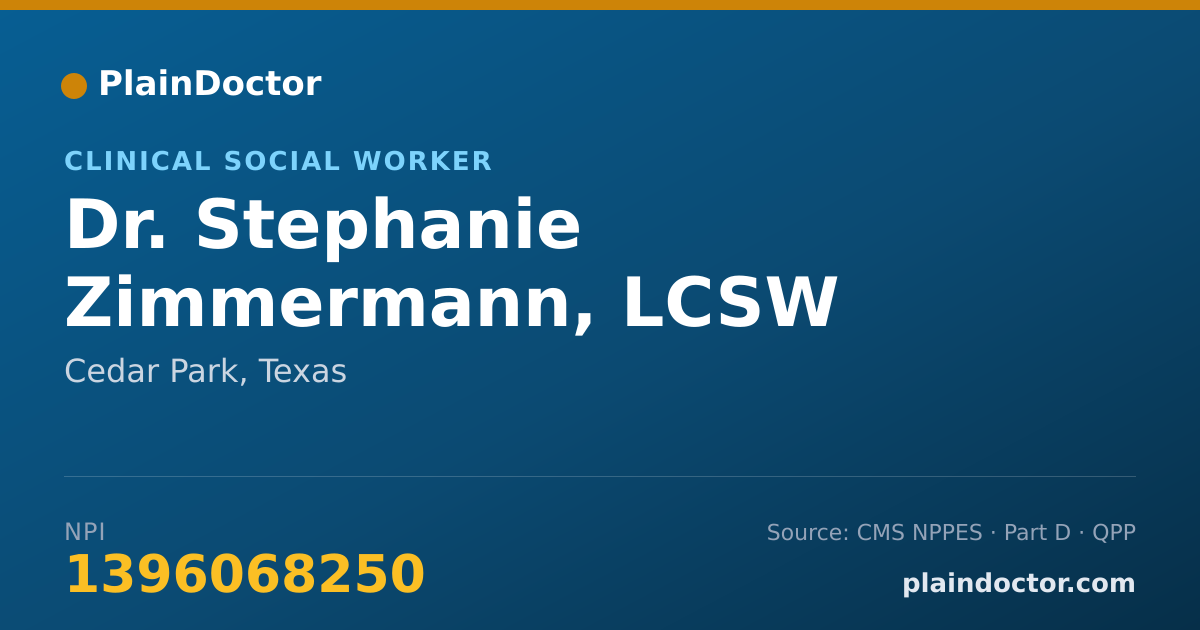 Shareable card for Stephanie Zimmermann, LCSW - Clinical Social Worker, Cedar Park, TX